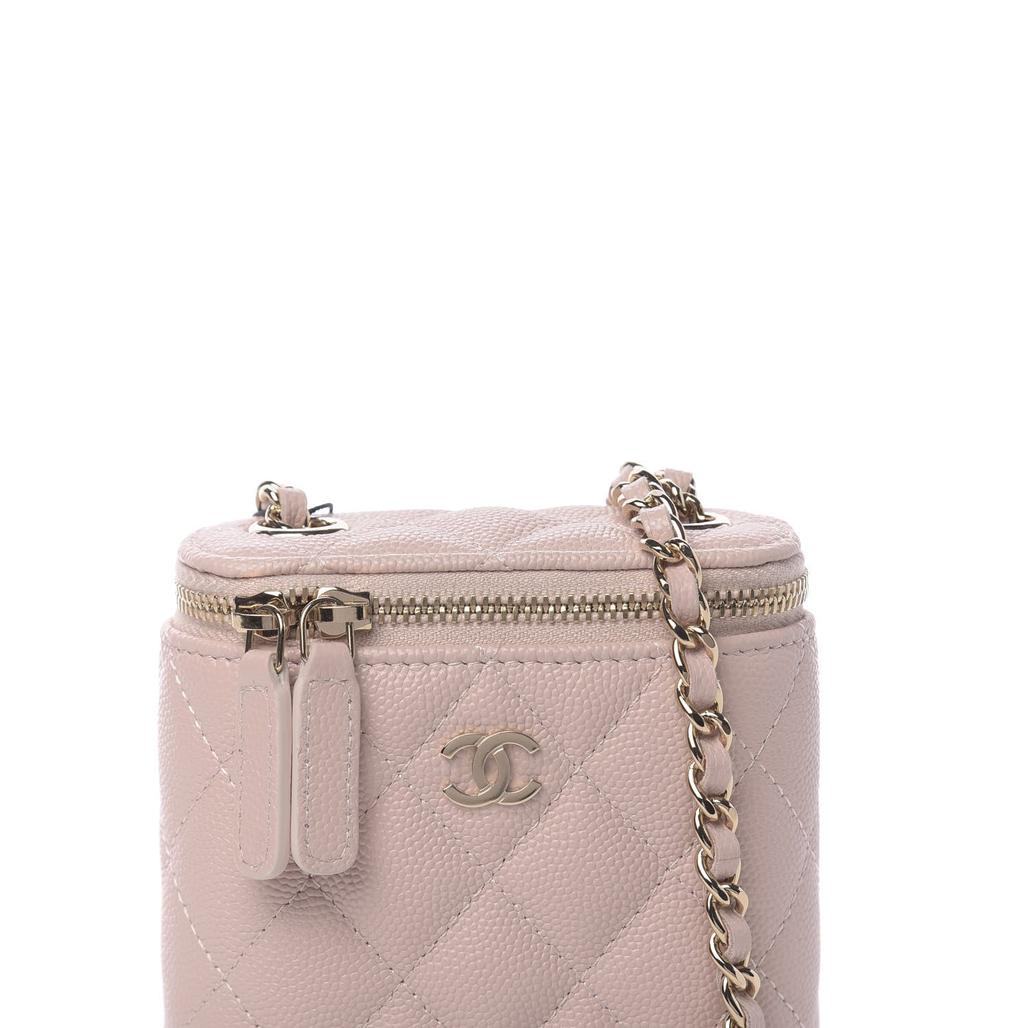 Chanel Caviar Quilted Small Vertical Coco Beauty Vanity Case With Chain Light Pink 9 of 11