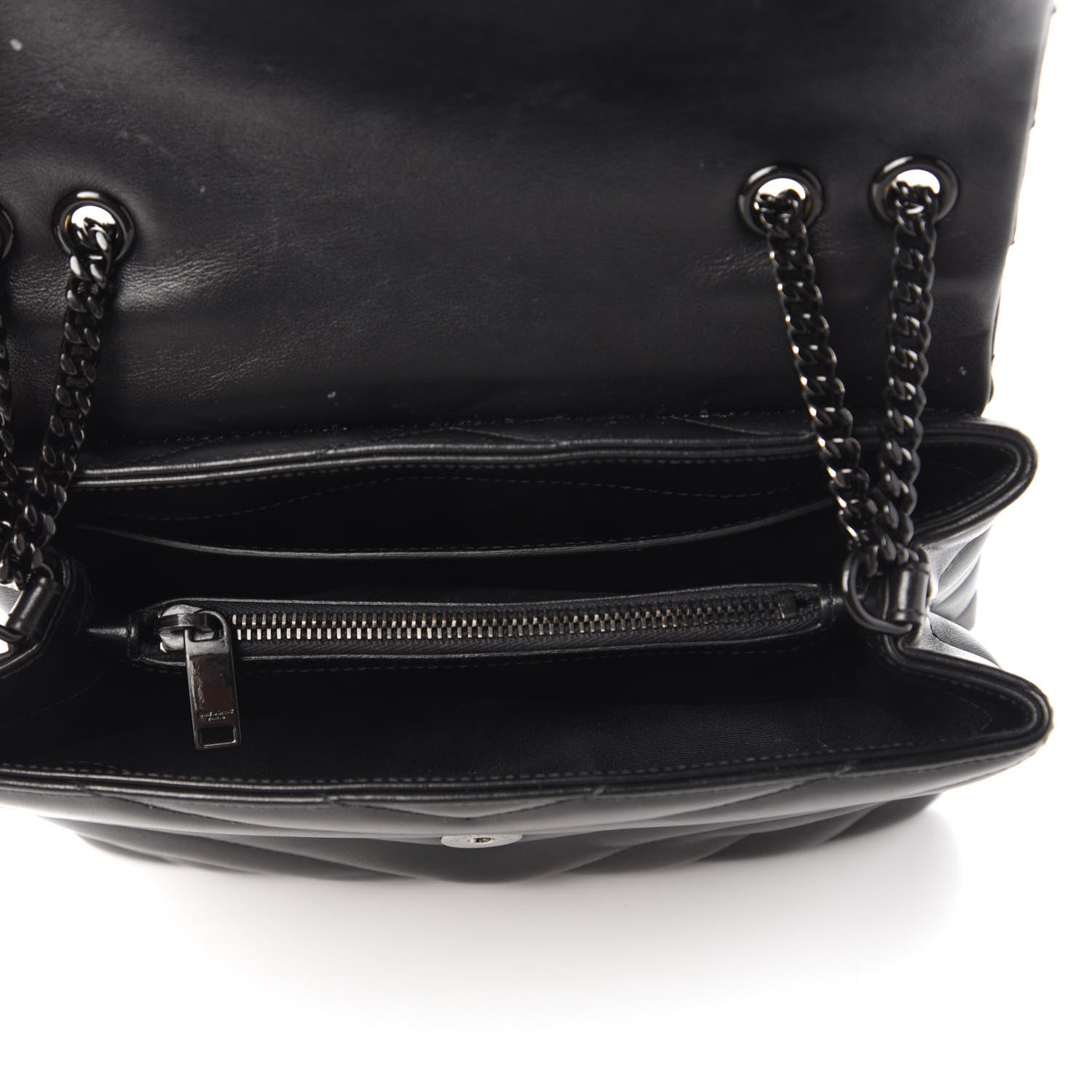 Saint Laurent Calfskin Y Quilted Monogram Small Loulou Chain Satchel Black 6 of 10