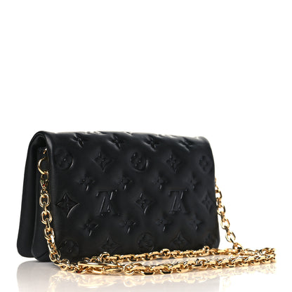 Louis Vuitton Lambskin Embossed Monogram Pochette Coussin Black 3 of 8