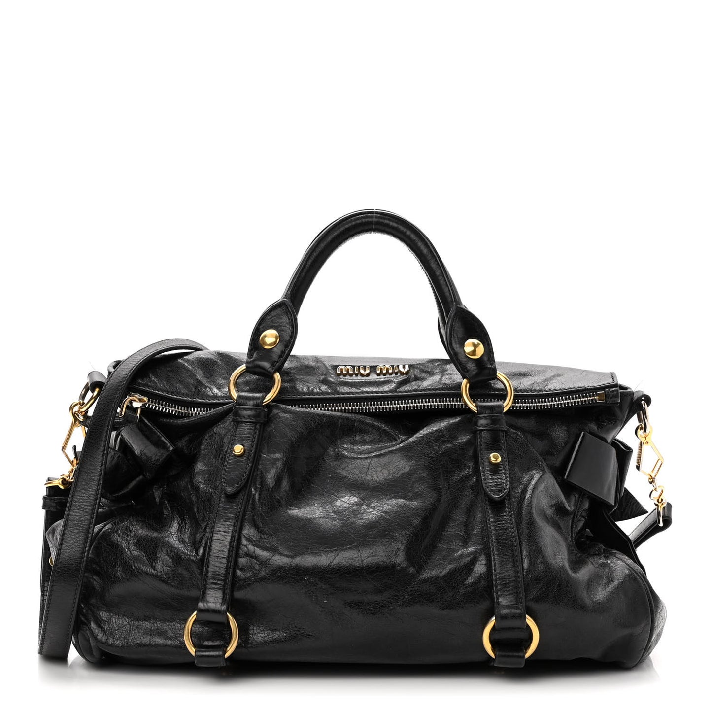 Vitello Lux Bow Tote Black