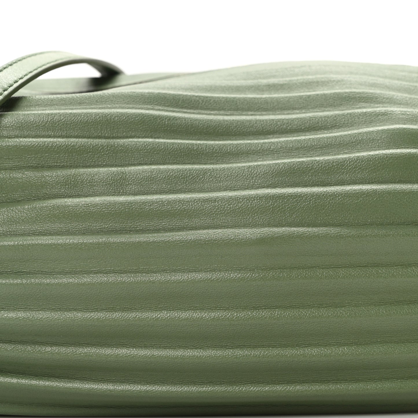 Lambskin Pleated Bracelet Pouch shoulder Bag Rosemary