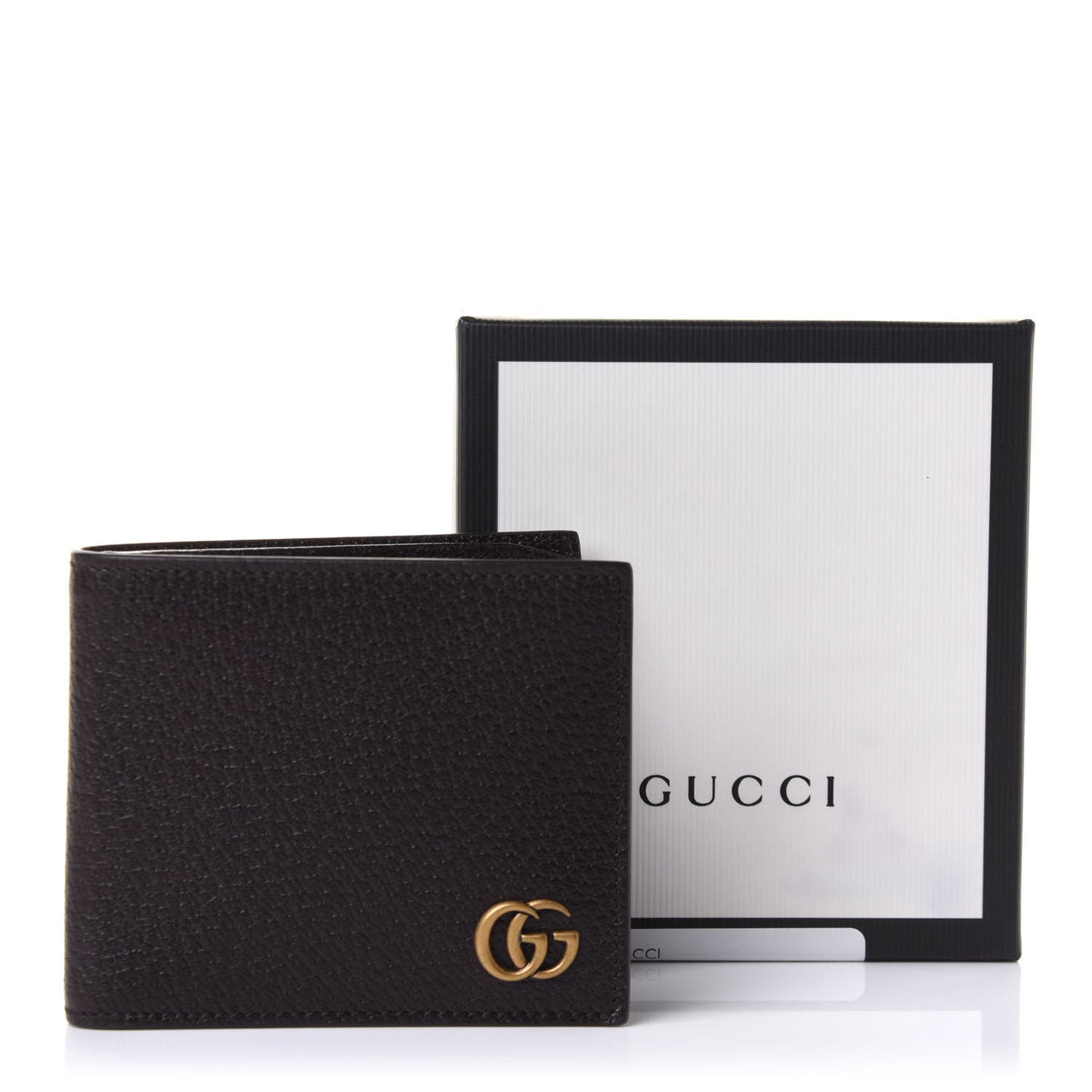 Calfskin Boar Effect GG Marmont Bi-Fold Wallet Black