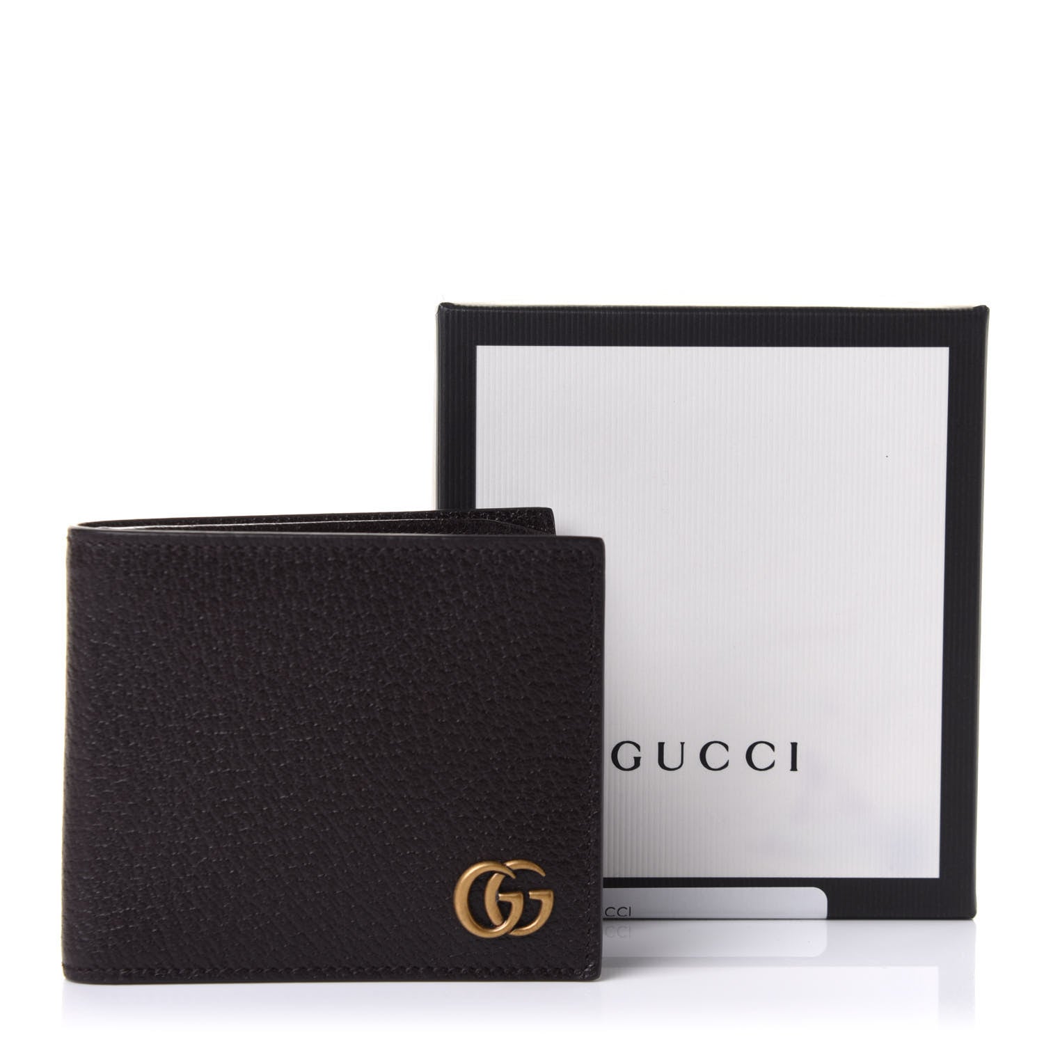 Gucci Calfskin Boar Effect GG Marmont Bi-Fold Wallet Black 9 of 9