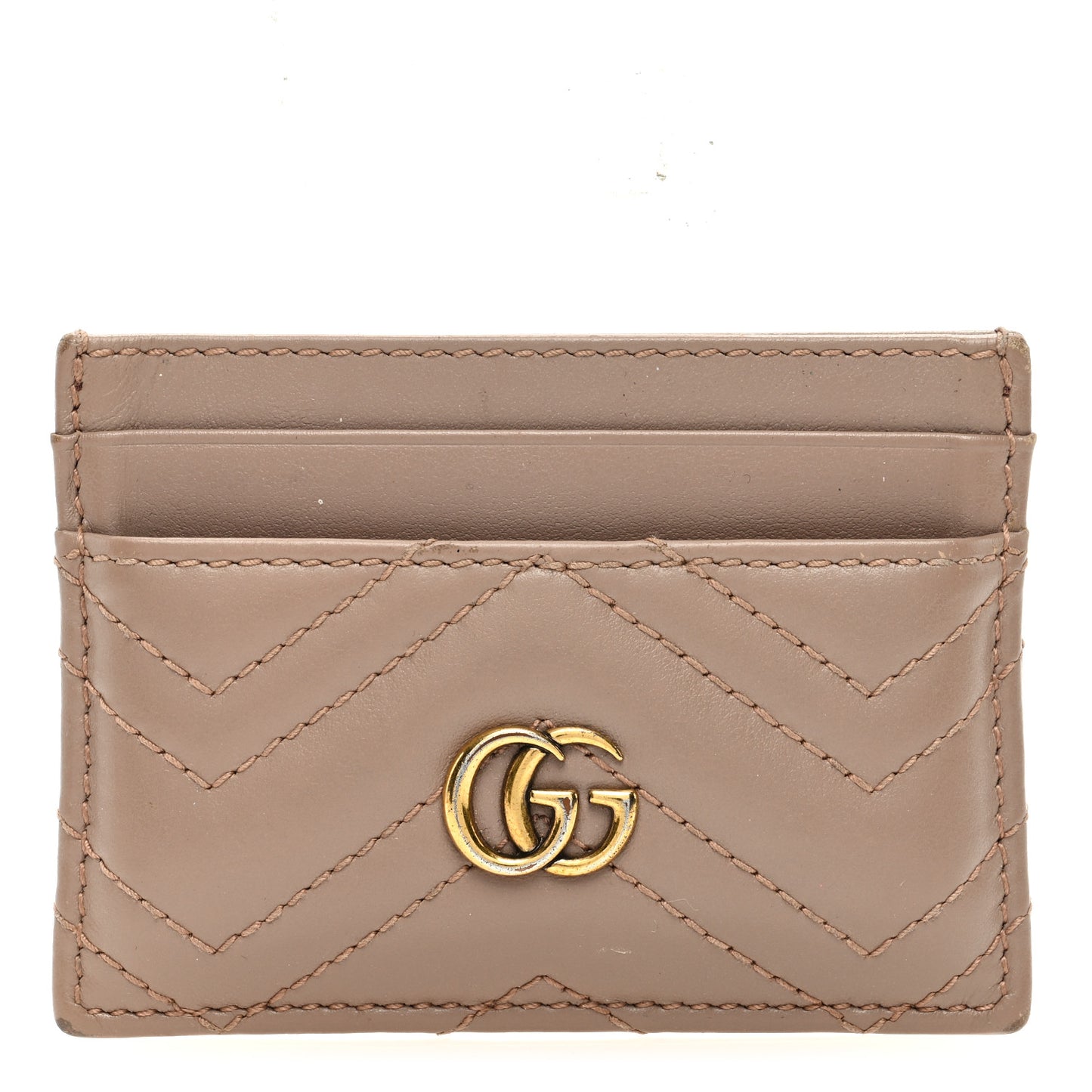 Calfskin Matelasse GG Marmont Card Holder Porcelain Rose