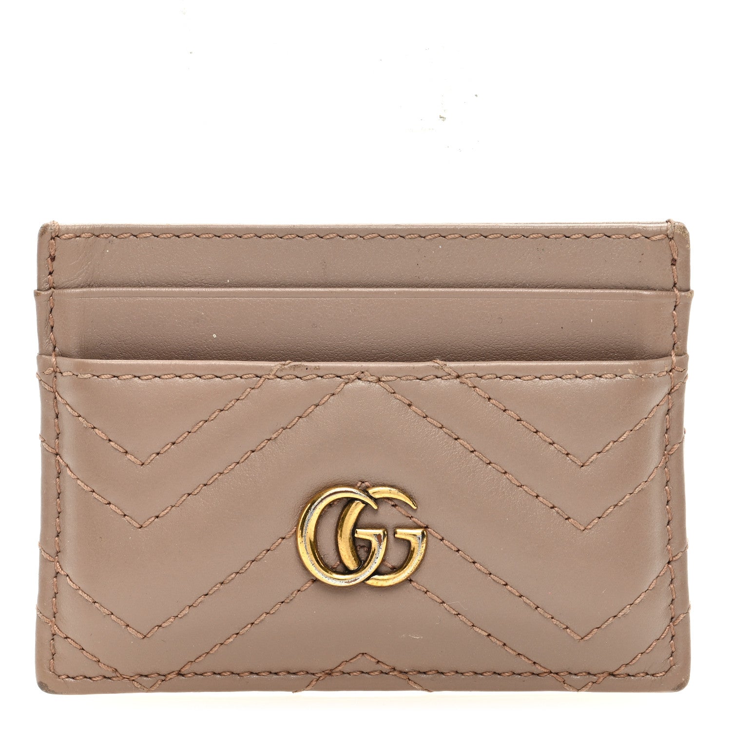 Gucci Calfskin Matelasse GG Marmont Card Holder Porcelain Rose 1 of 6