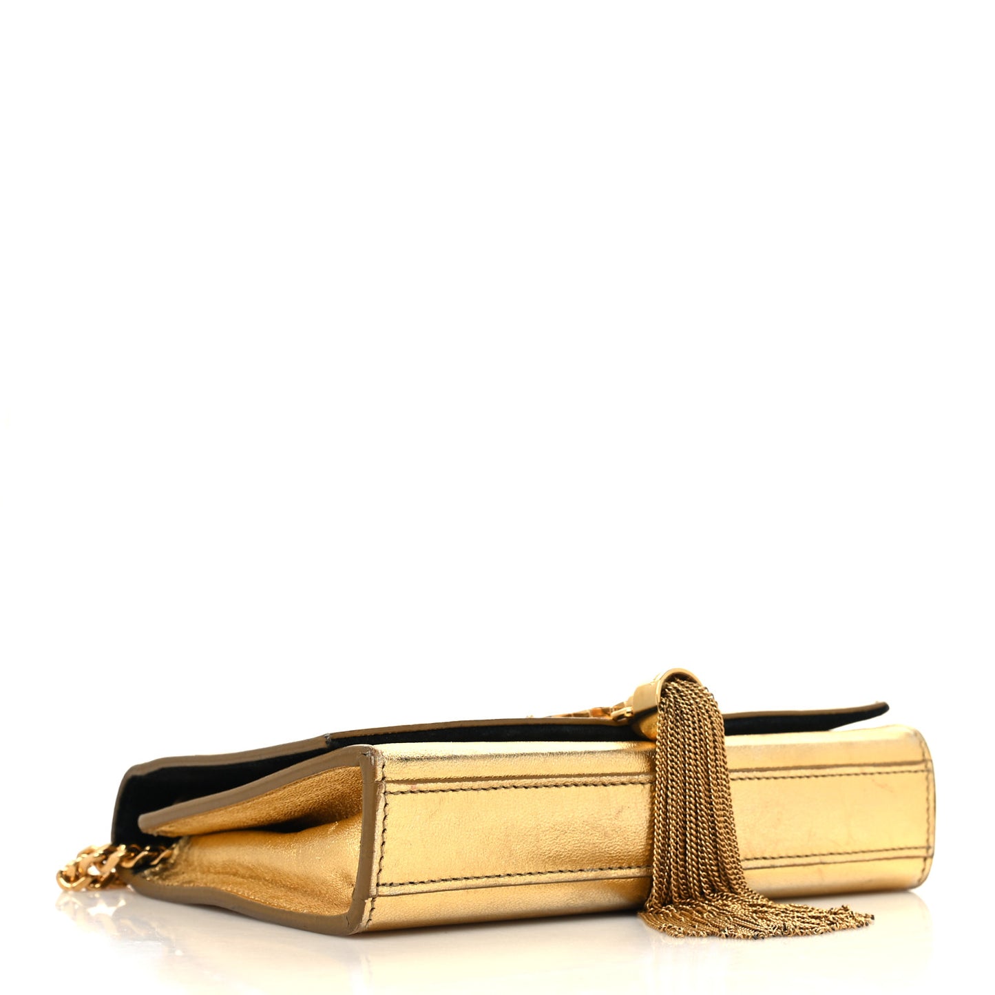 Metallic Calfskin Small Classic Monogram Kate Tassel Satchel Gold