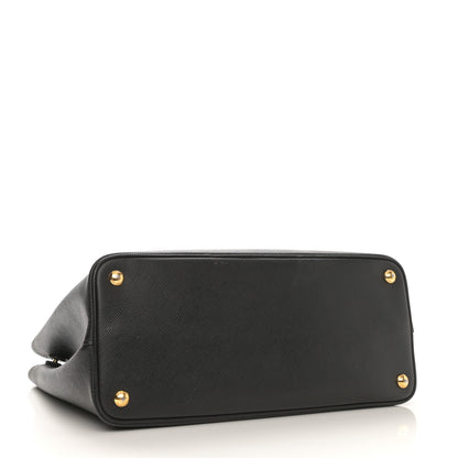 Prada Saffiano Cuir Small Double Bag Black Fuoco 4 of 16