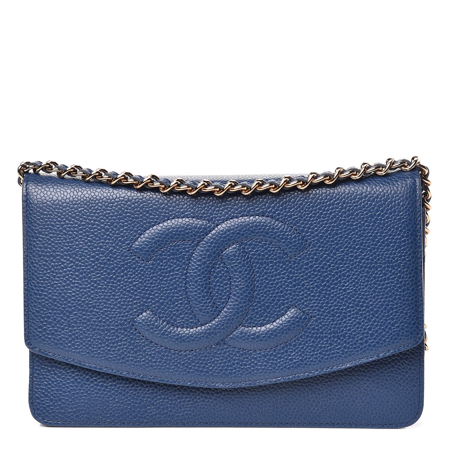 Chanel Caviar Timeless CC Wallet On Chain WOC Navy Blue 1 of 11