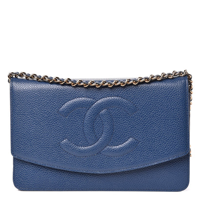 Chanel Caviar Timeless CC Wallet On Chain WOC Navy Blue 1 of 11