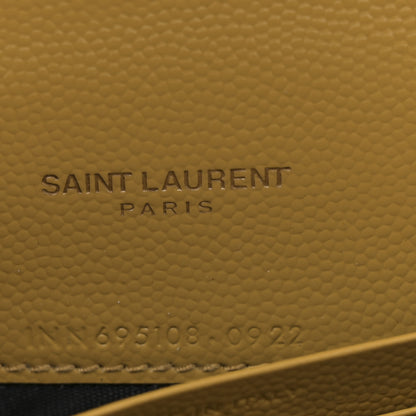 Saint Laurent Grain De Poudre Matelasse Chevron Monogram Envelope Chain Wallet Light Chartreuse 6 of 10