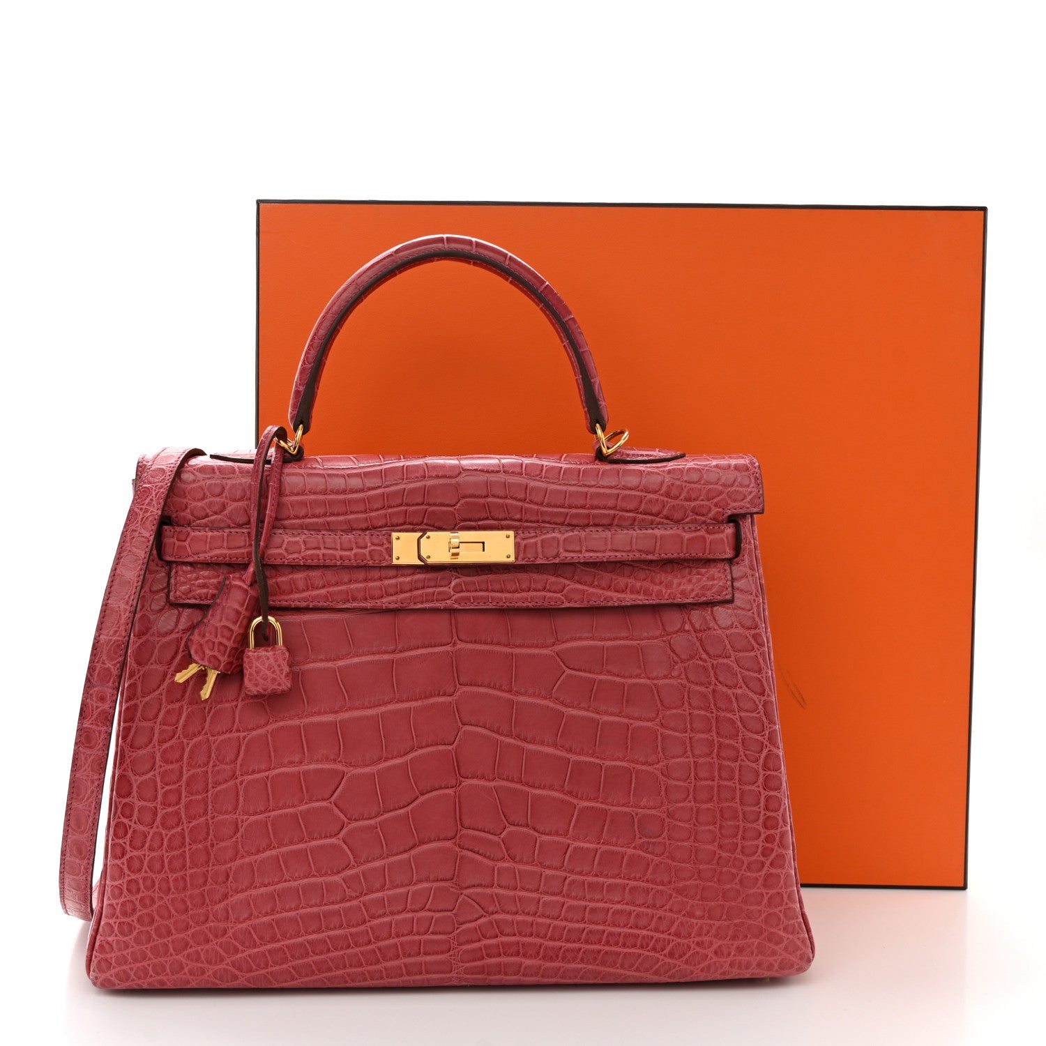 Hermes Matte Alligator Kelly Retourne 35 Rose De Bois 17 of 17