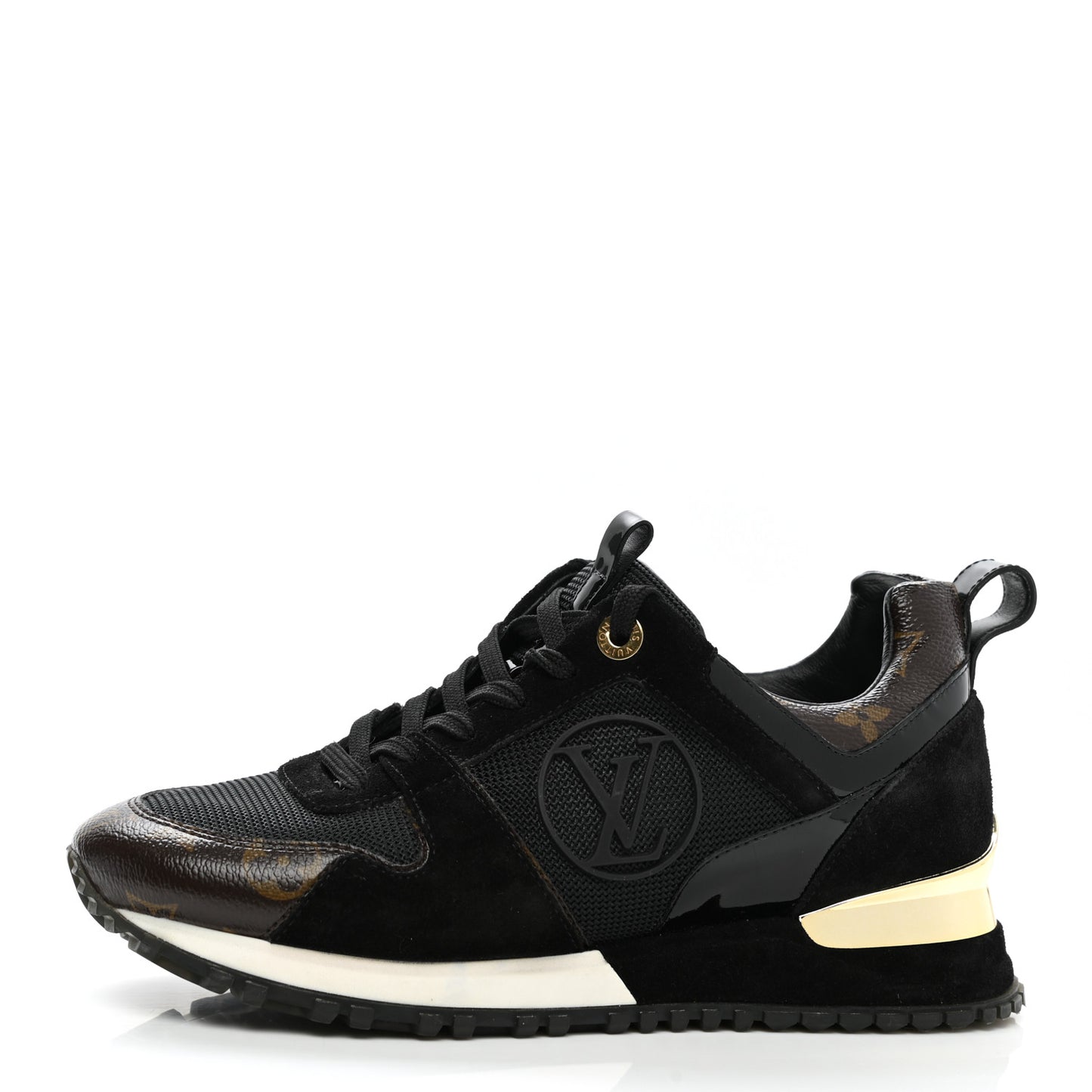 Suede Monogram Run Away Sneakers 36 Black
