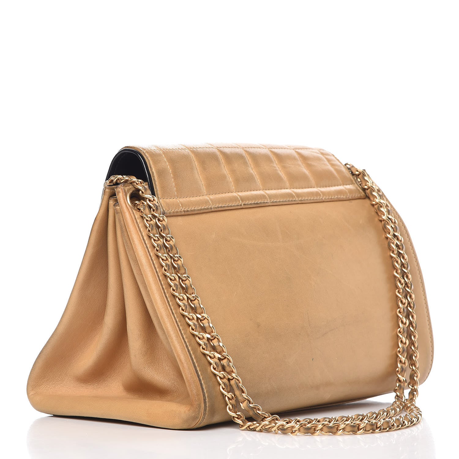 Chanel Lambskin Chocolate Bar Accordion Flap Beige 3 of 22