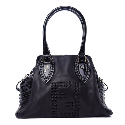Fendi Nappa Patent Grommet Bag De Jour Black 1 of 11