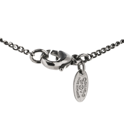 Chanel Enamel CC Pendant Necklace Black Silver 3 of 3