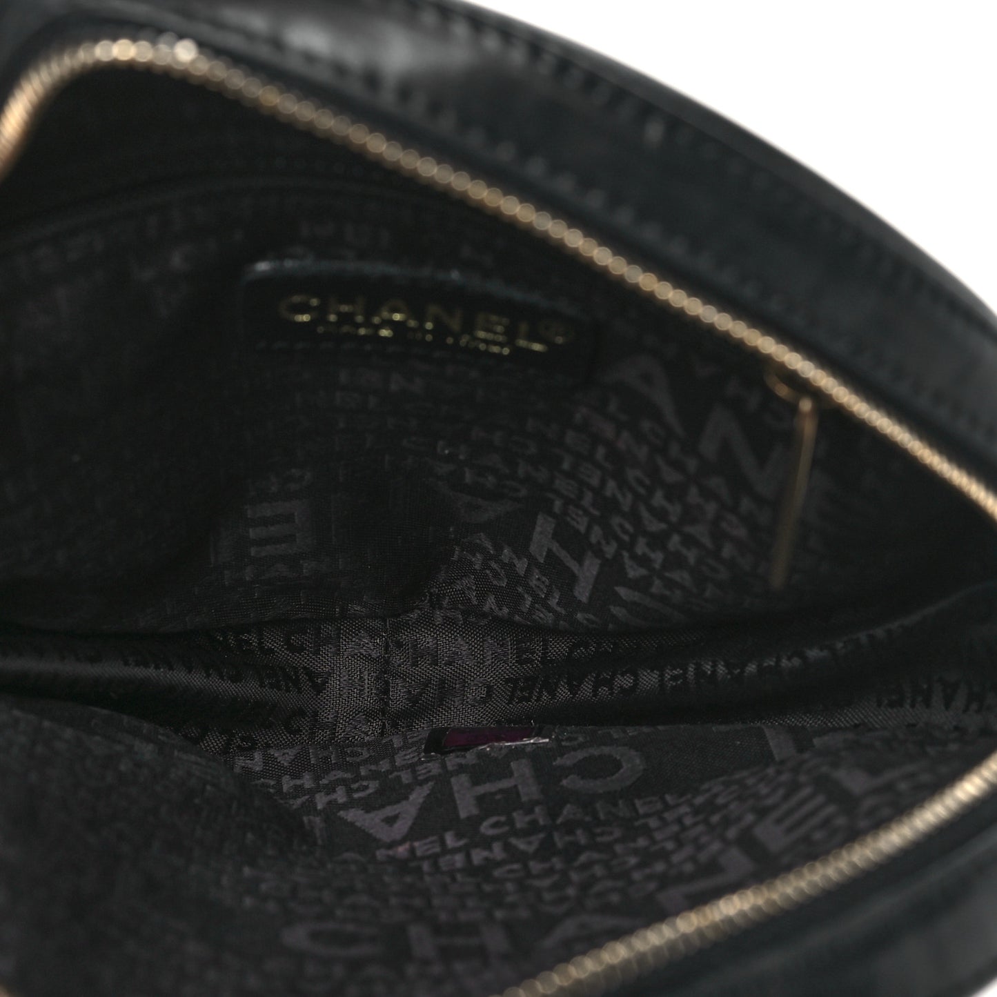 Lambskin Square Quilted Round Shoulder Bag Black