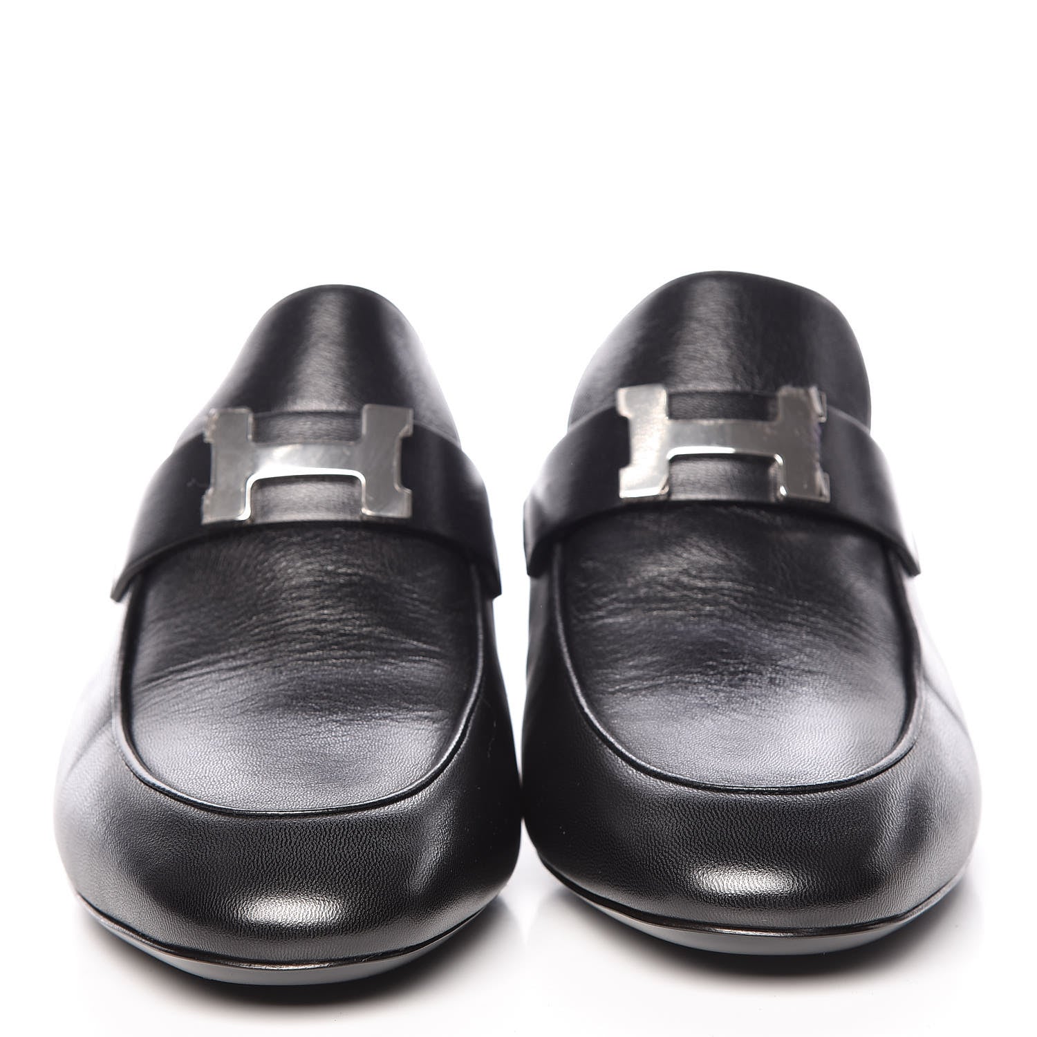 Hermes Goatskin Paradis Mules 38.5 Black 2 of 11