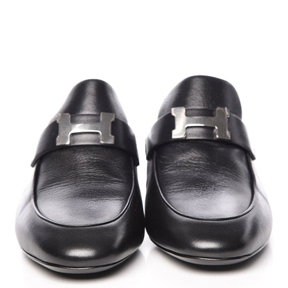 Hermes Goatskin Paradis Mules 38.5 Black 2 of 11
