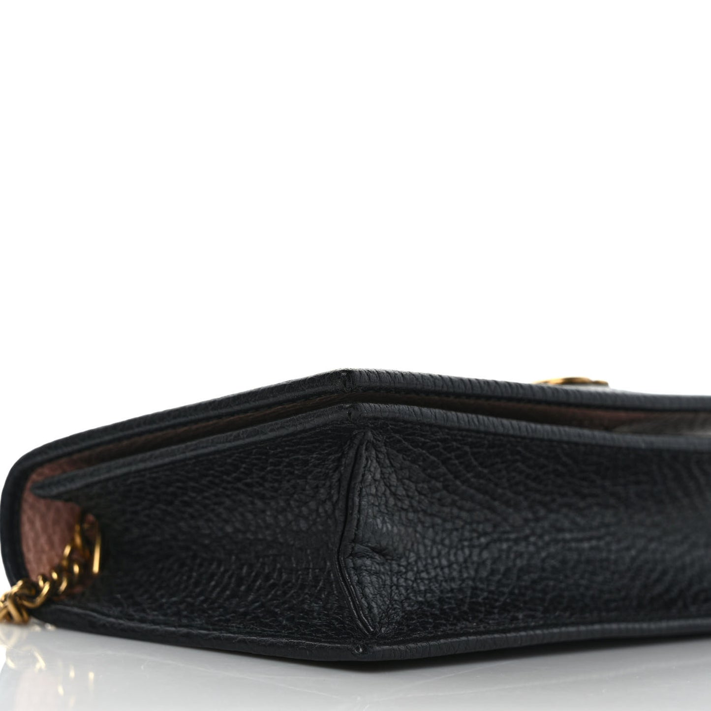 Calfskin GG Marmont Bow Chain Wallet Black