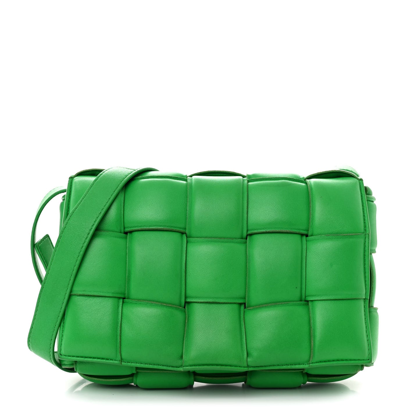 Nappa Maxi Intreccio Padded Cassette Crossbody Bag Parakeet