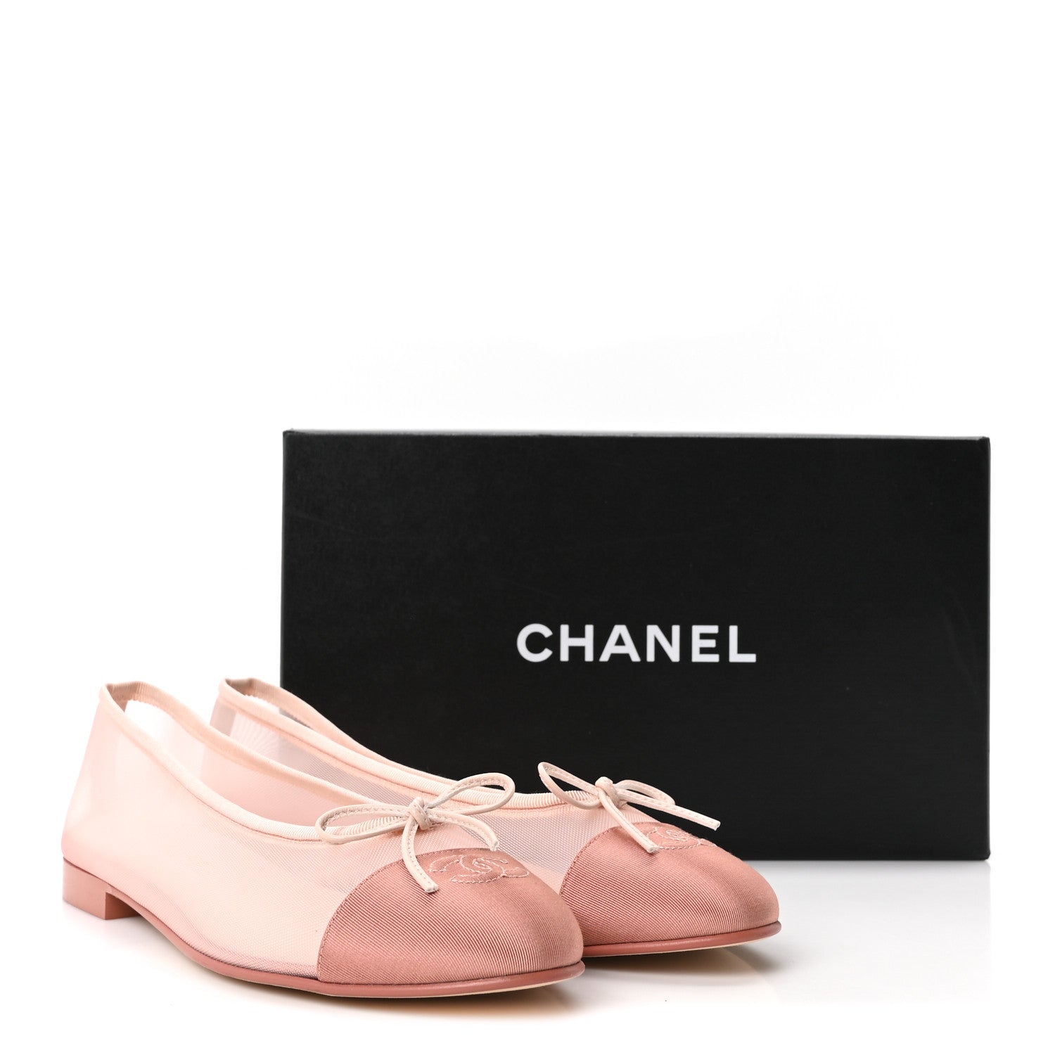 Chanel Mesh Grosgrain CC Cap Toe Ballerina Flats 41 Light Pink Dark Pink 9 of 9