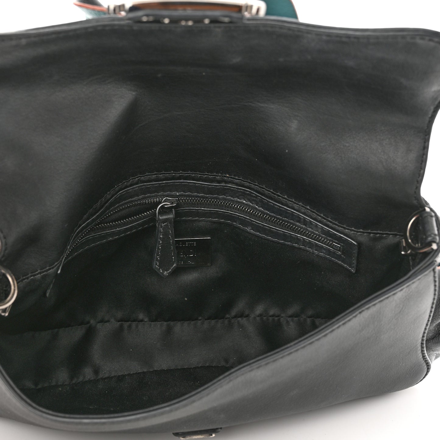 Calfskin Waves Baguette Black Turchese