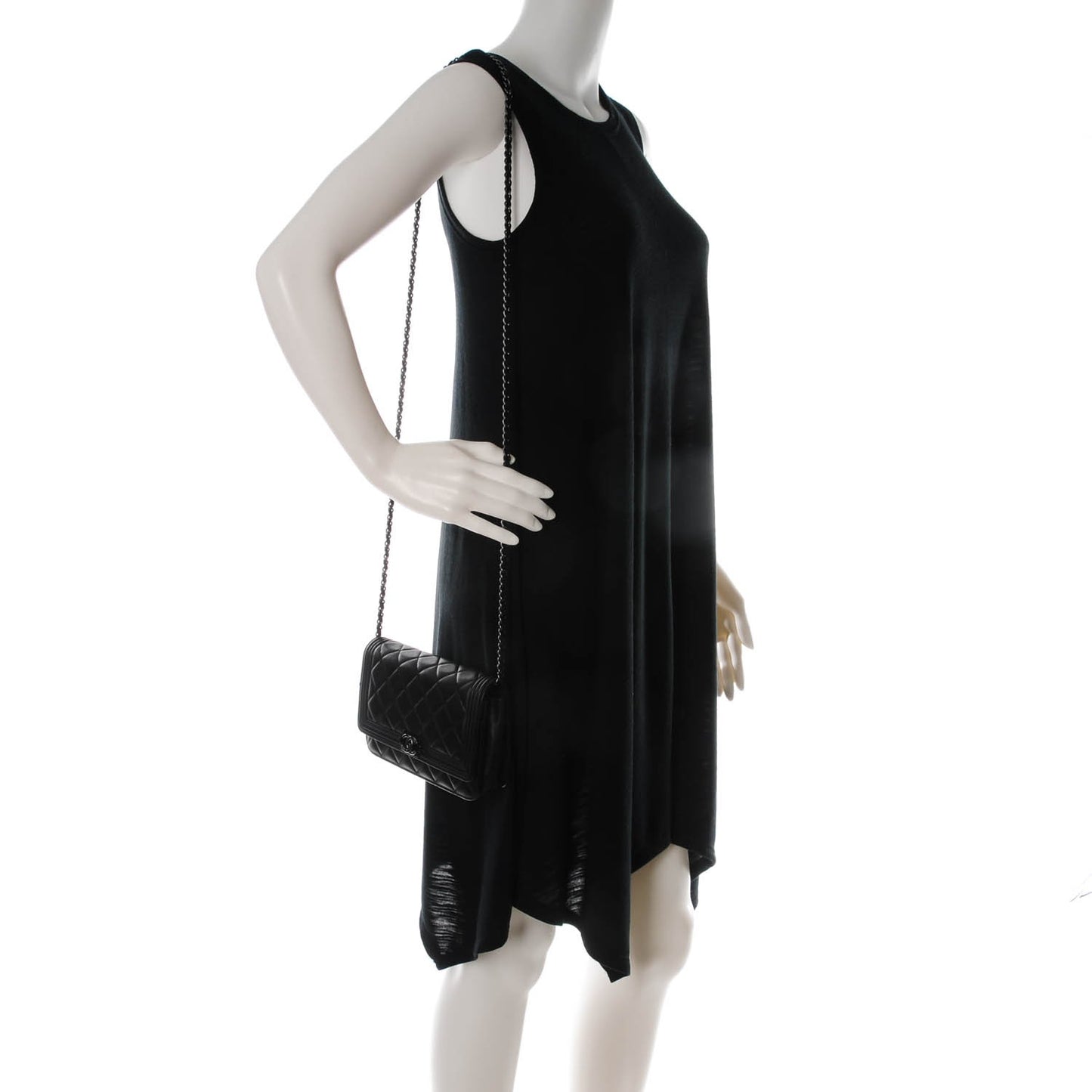 Lambskin Quilted Boy Wallet On Chain WOC Black