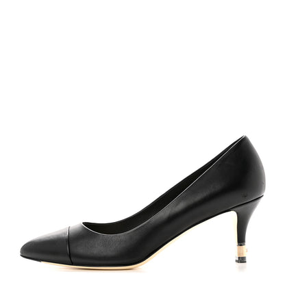 Chanel Lambskin CC Cap Toe Kitten Heel Pumps 37.5 Black 1 of 11