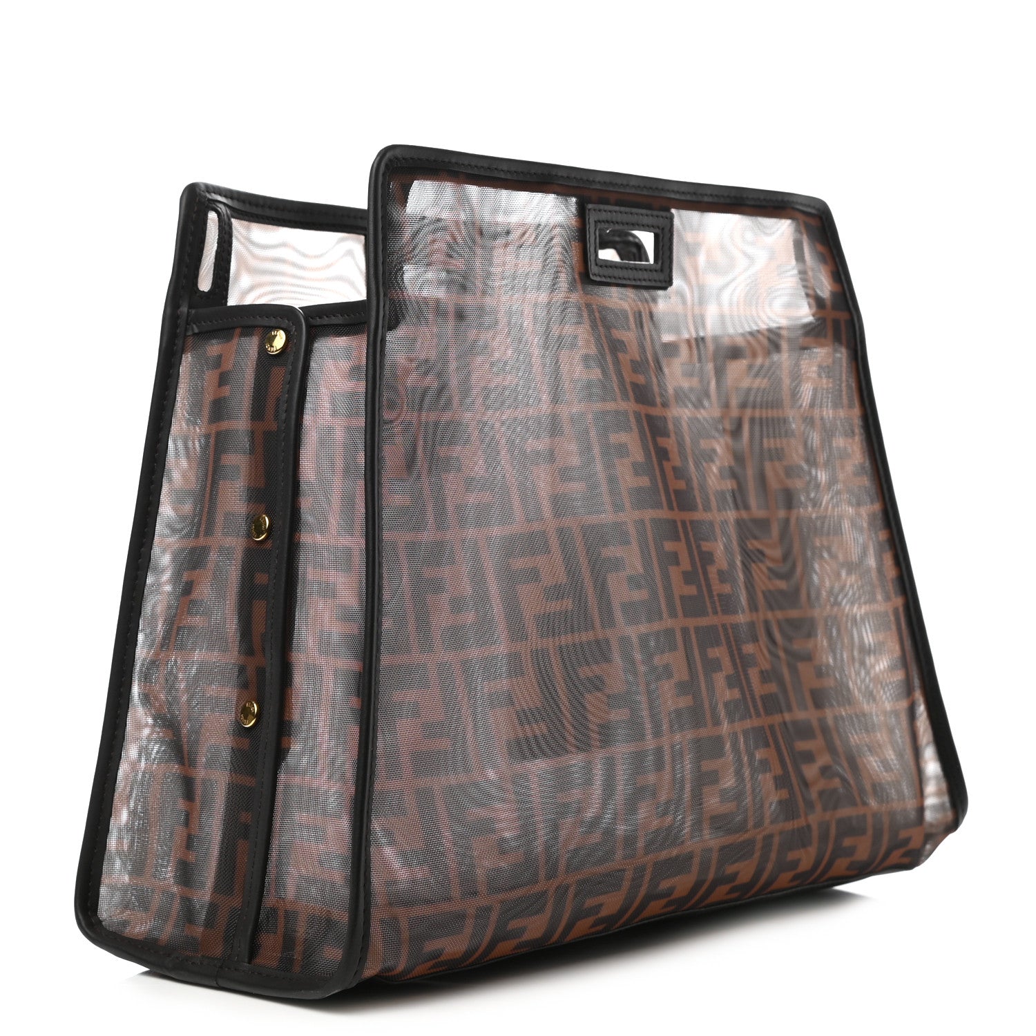 Fendi Mesh Vitello Century FF 1974 Medium Peekaboo Defender Cover Marrone Black Ebano 2 of 10