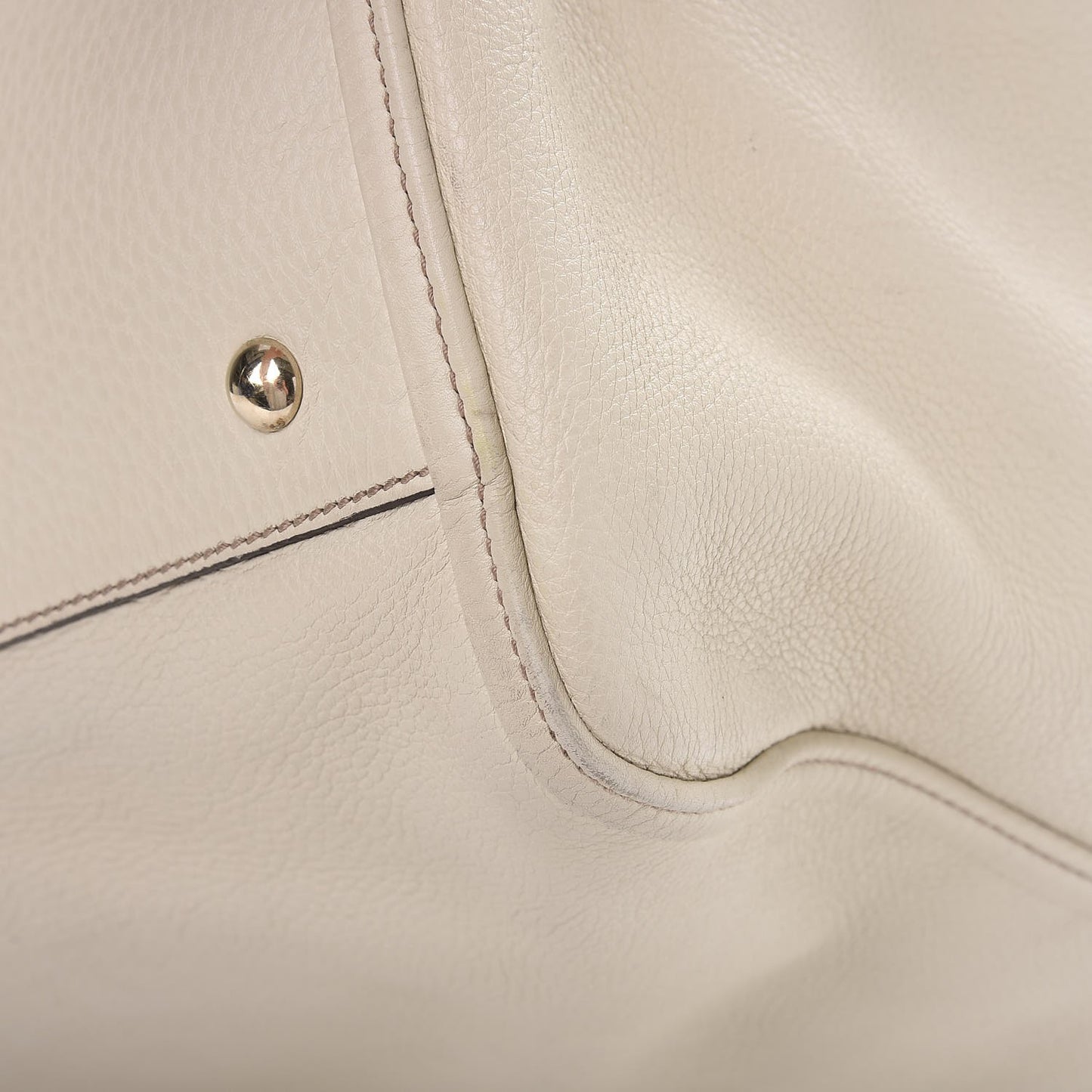 Pebbled Calfskin Large Soho Shoulder Bag Off White