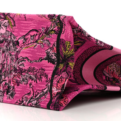 Christian Dior Canvas Embroidered Medium Toile de Jouy Voyage Book Tote Fuchsia Multicolor 10 of 12