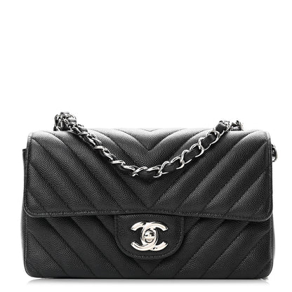 Chanel Caviar Chevron Quilted Mini Rectangular Flap Black 1 of 11