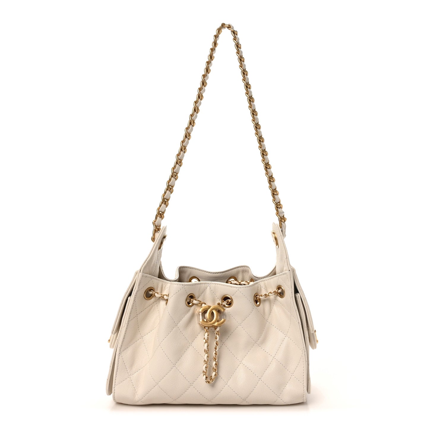 Caviar Quilted Mini Chanel 25 Handbag White