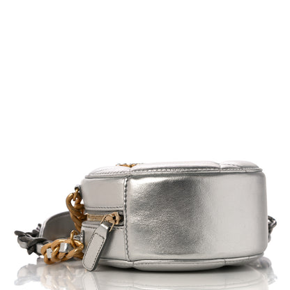 Chanel Metallic Lambskin Quilted Chanel 19 Round Clutch With Chain Silver 4 of 12