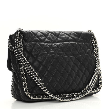 Chanel Washed Lambskin Quilted Maxi Chain Around Flap Black 3 of 12
