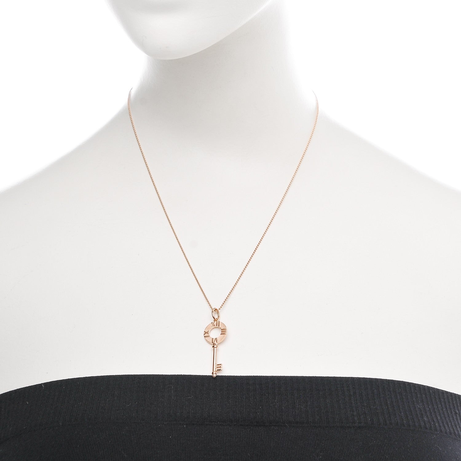 Tiffany 18K Rose Gold Atlas Key Pendant Necklace 2 of 6