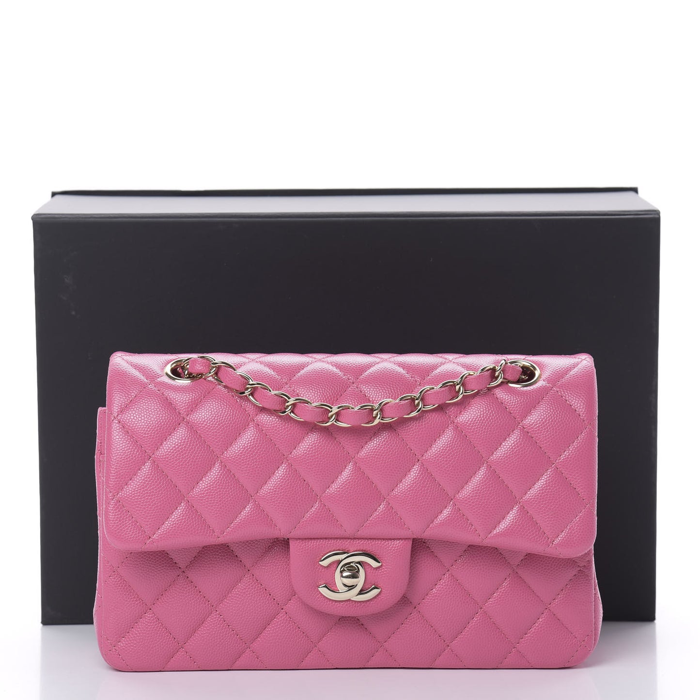 Caviar Quilted Small Double Flap Pink