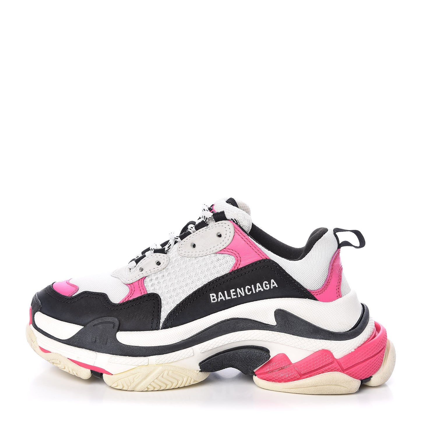 Fabric Mesh Womens Triple S Sneakers 37 Rose Fluo Black White