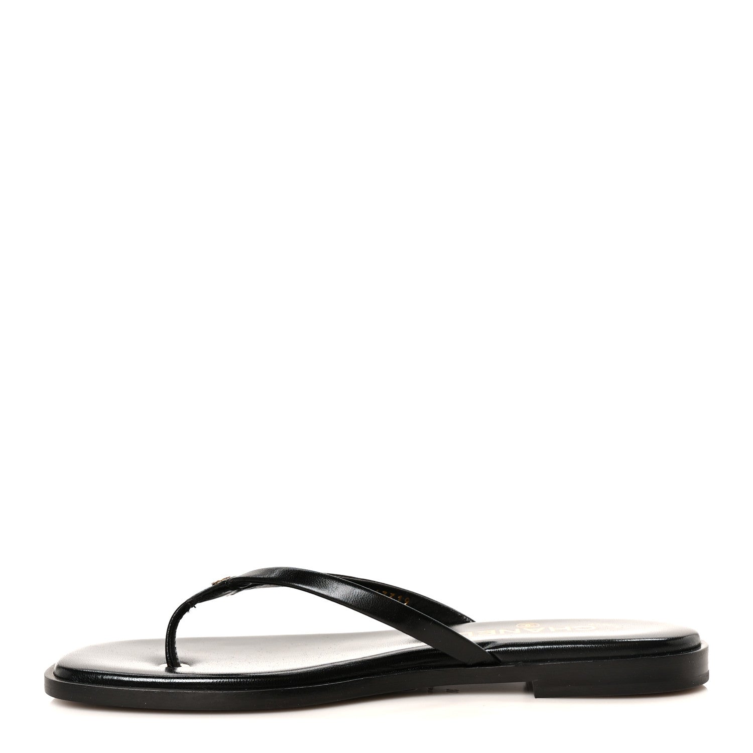 Chanel Goatskin CC Times Square Thong Sandals 38 Black 1 of 10