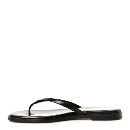 Chanel Goatskin CC Times Square Thong Sandals 38 Black 1 of 10