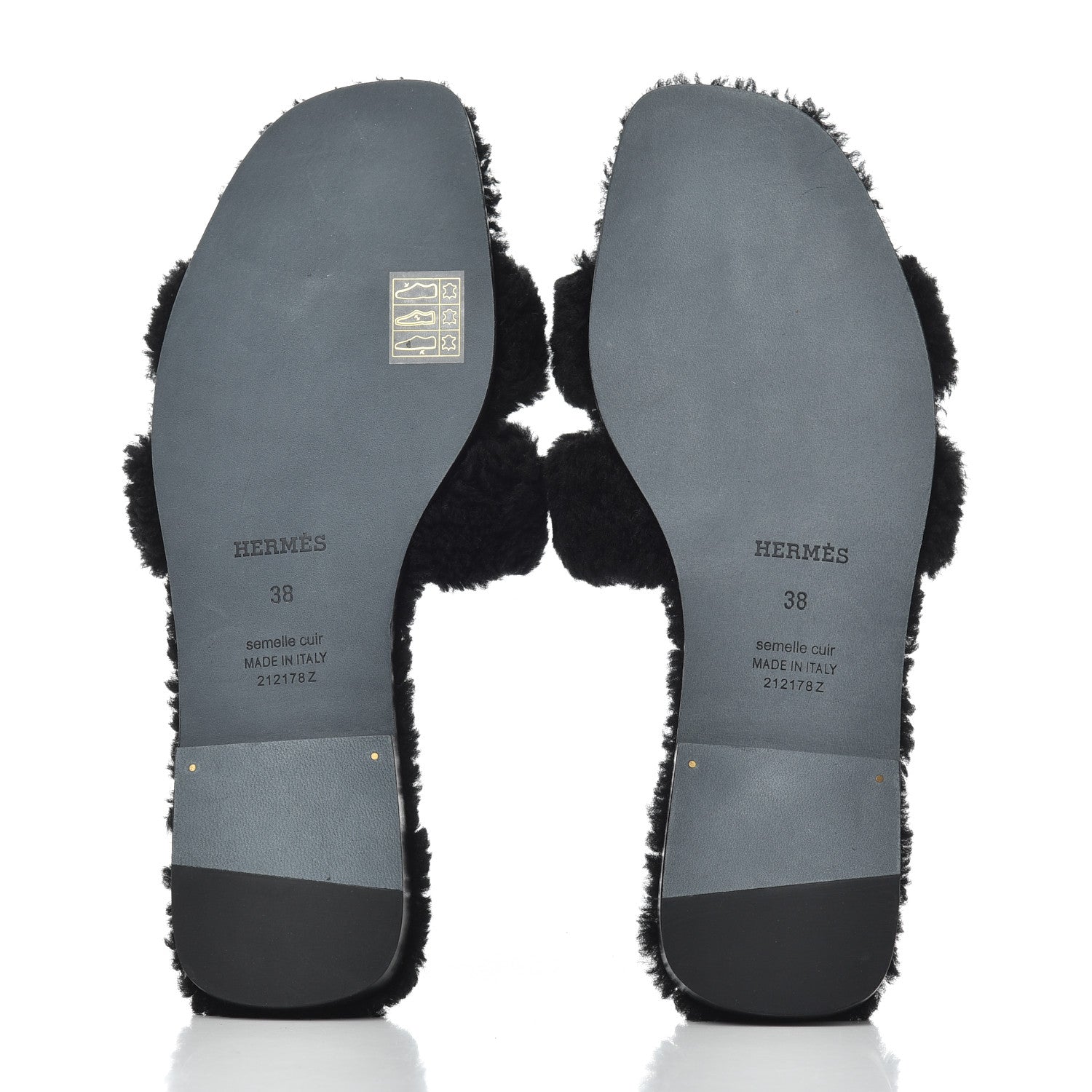 Hermes Woolskin Oran Sandals 38 Black 5 of 10