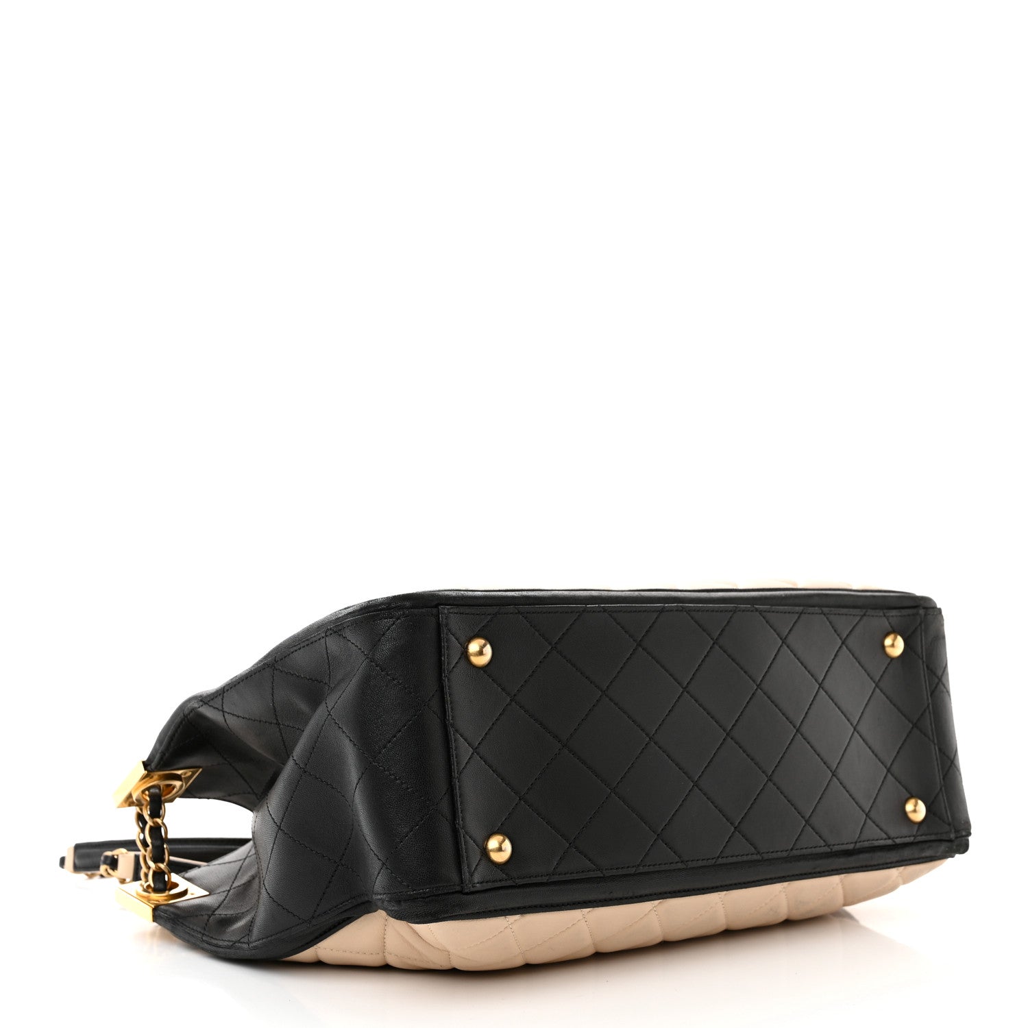 Chanel Lambskin Quilted Elegant CC Shopping Tote Beige Black 4 of 10