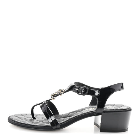 Patent CC Logo Thong Sandals 37 Black