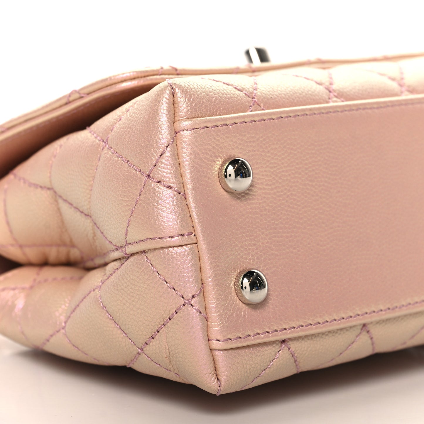 Iridescent Caviar Quilted Extra Mini Coco Handle Flap Light Pink