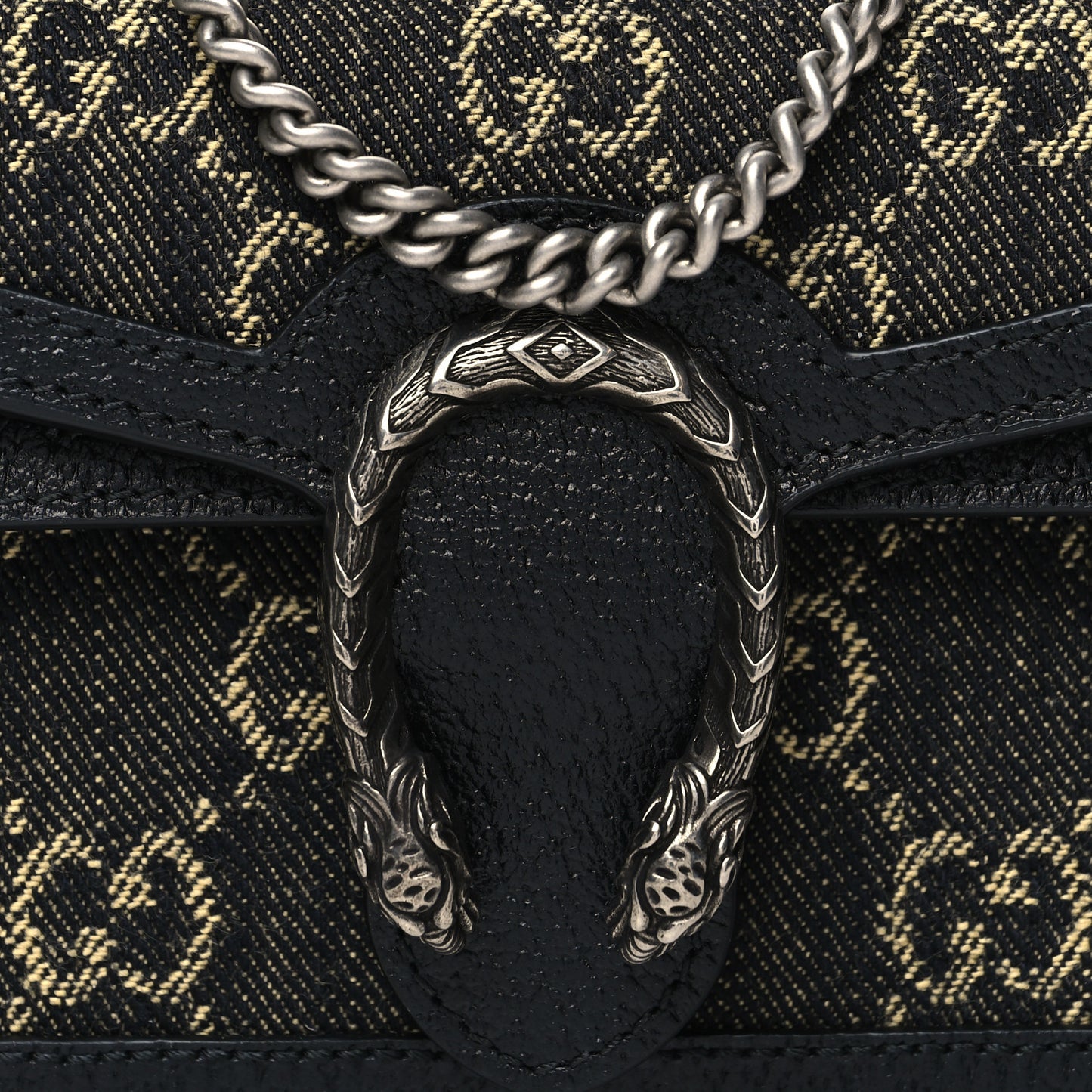 Jacquard Black Denim GG Monogram Super Mini Dionysus Shoulder Bag Black Ivory