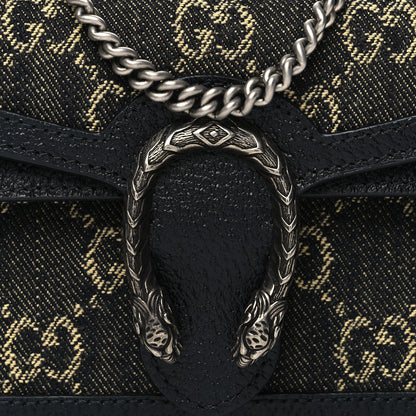 Gucci Jacquard Black Denim GG Monogram Super Mini Dionysus Shoulder Bag Black Ivory 7 of 10