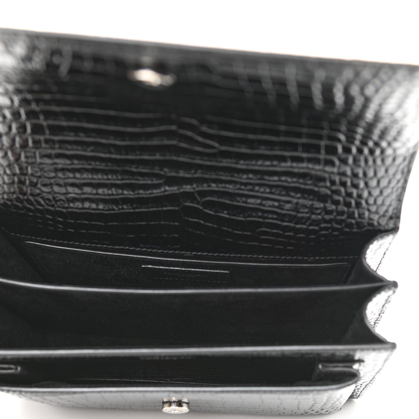 Calfskin Crocodile Embossed Medium Monogram Sunset Black