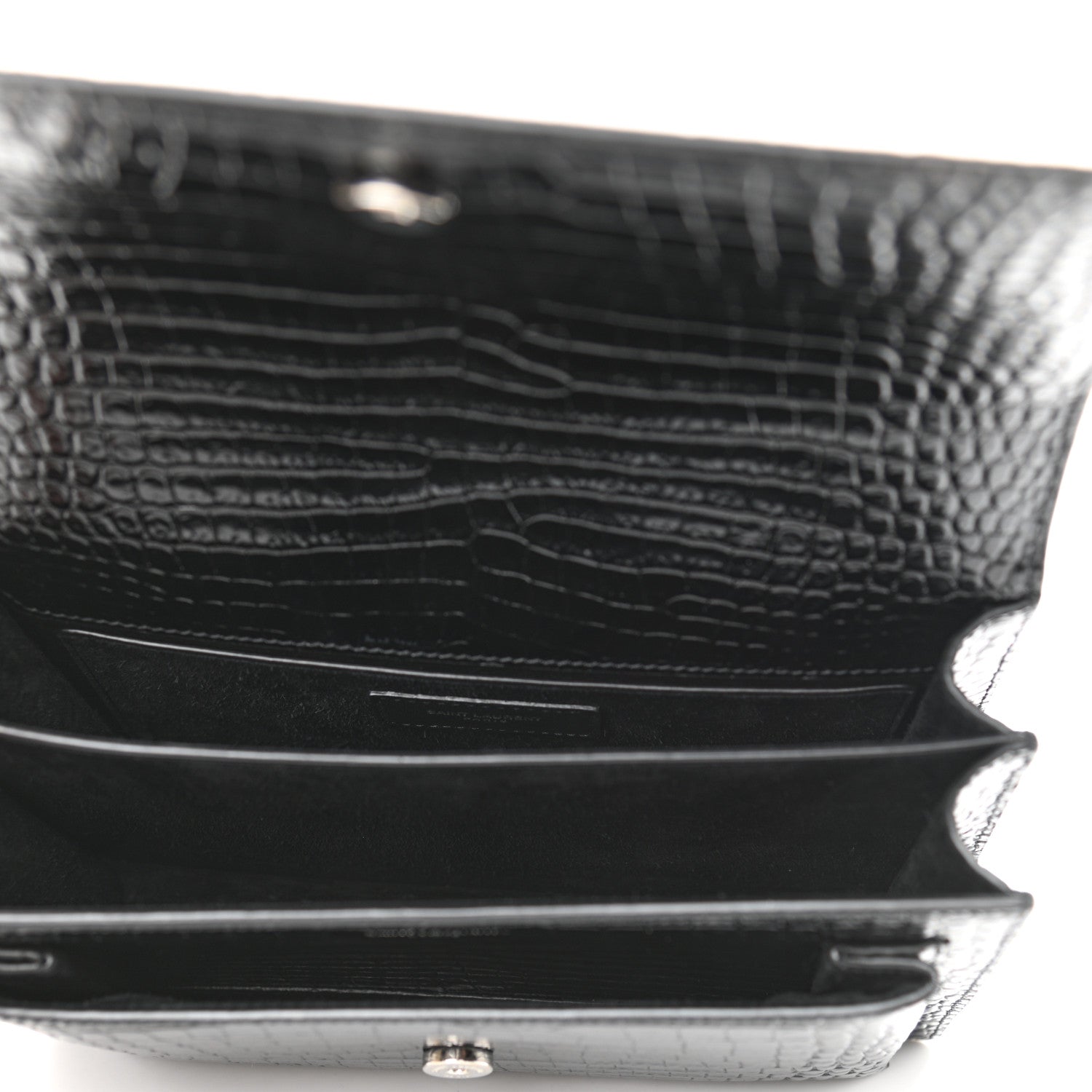 Saint Laurent Calfskin Crocodile Embossed Medium Monogram Sunset Black 5 of 9