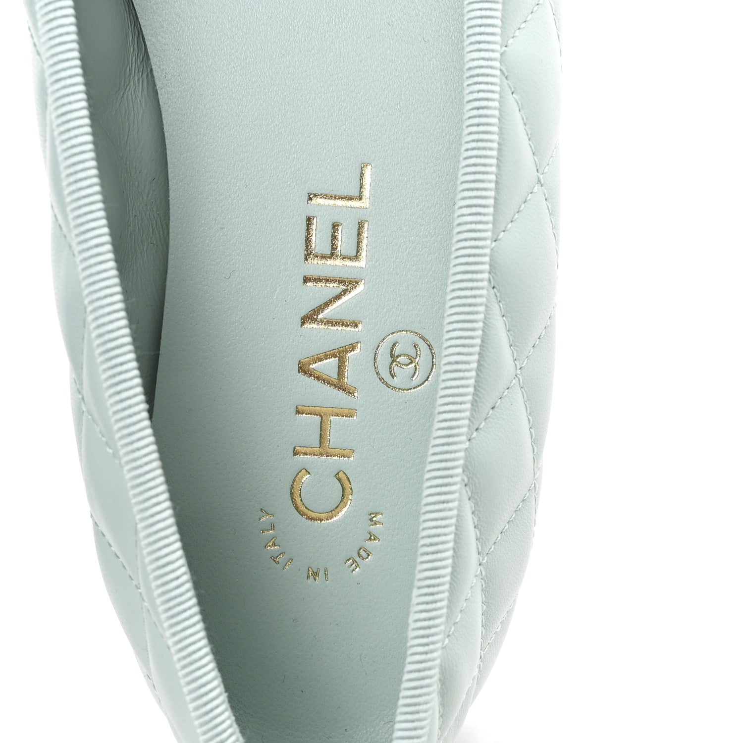 Chanel Lambskin Quilted CC Cap Toe Ballerina Flats 37.5 Light Blue Black 8 of 10