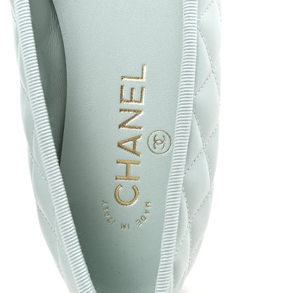Chanel Lambskin Quilted CC Cap Toe Ballerina Flats 37.5 Light Blue Black 8 of 10